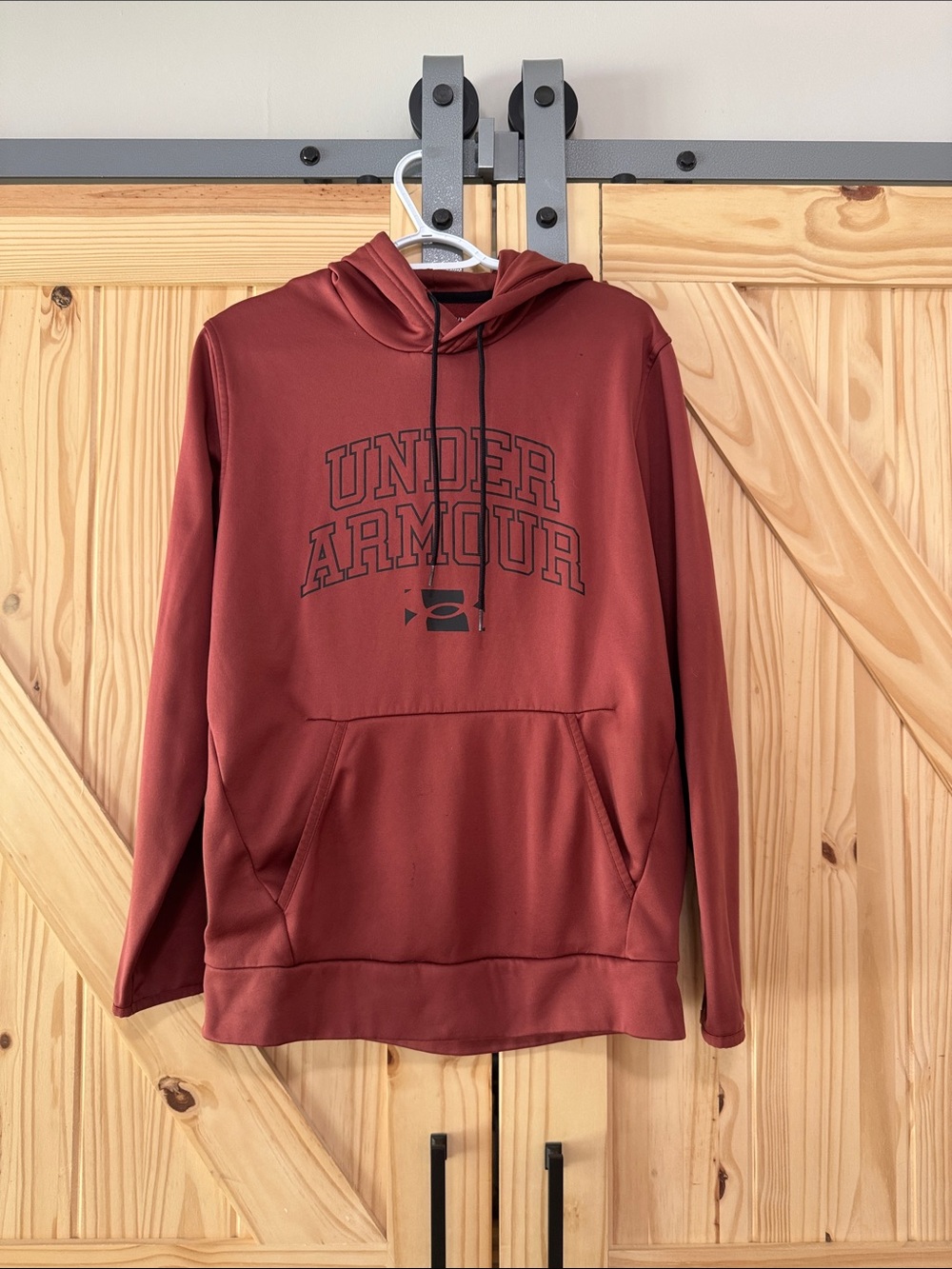 Under Armour Men's Rust Red Pullover Hoodie with Logo